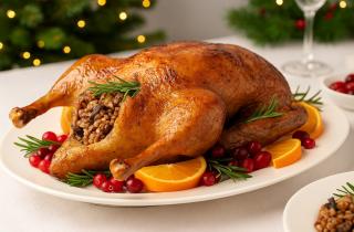 Запеченный гусь с медовой корочкой является традиционным рождественским блюдом — повар