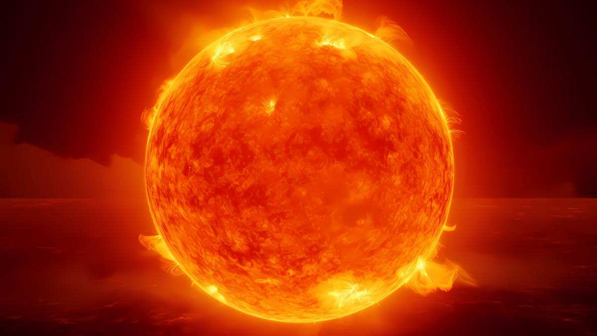 Вид на 3D палящее солнце