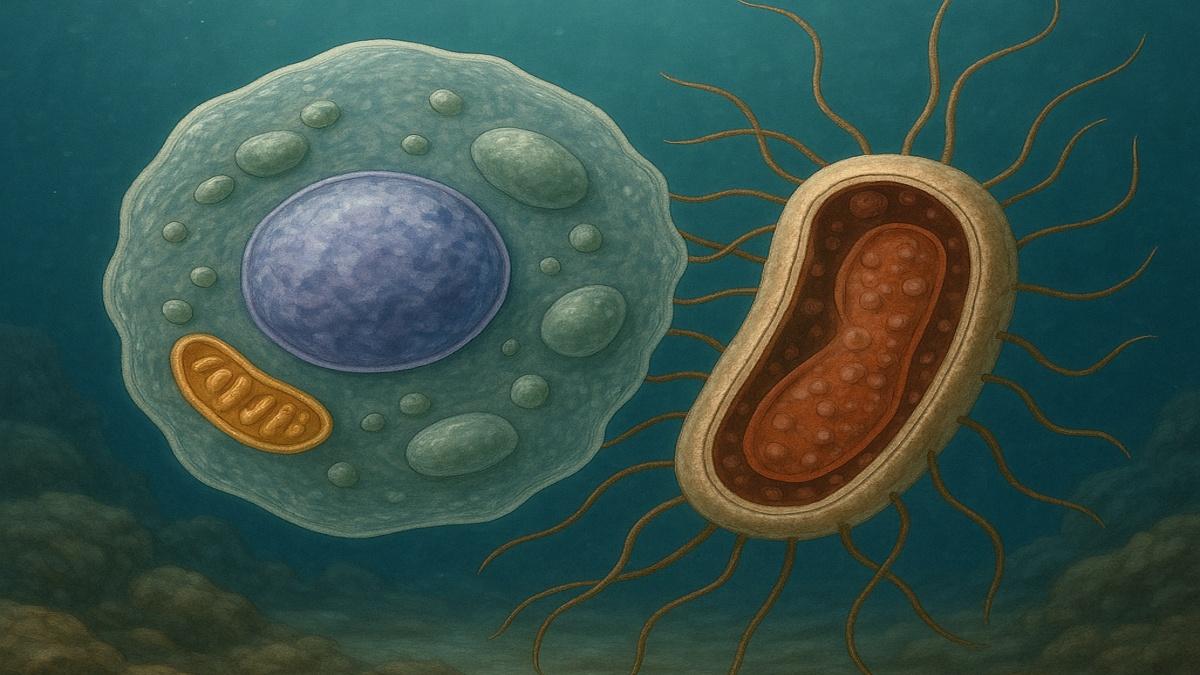 Эукариот и бактерия