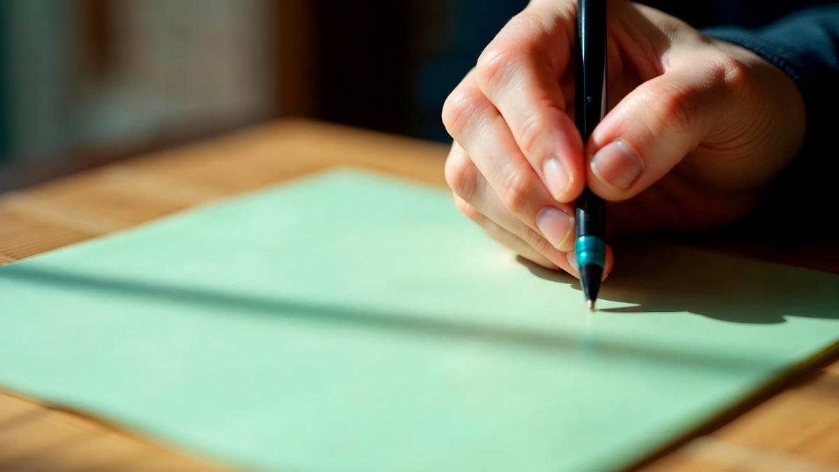 Человек пишет от руки