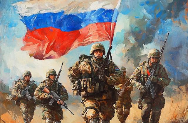 В украинской столице заметили российский флаг с военной техникой