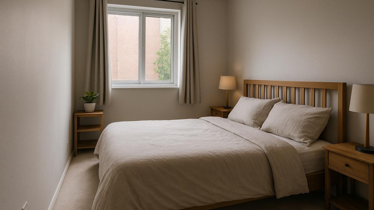 Уютная спальня с большой кроватью