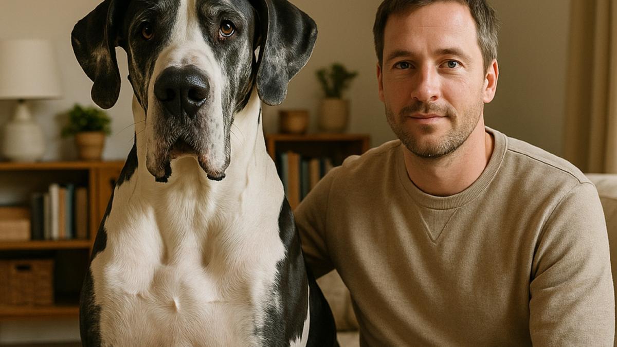 Немецкий дог и хозяин