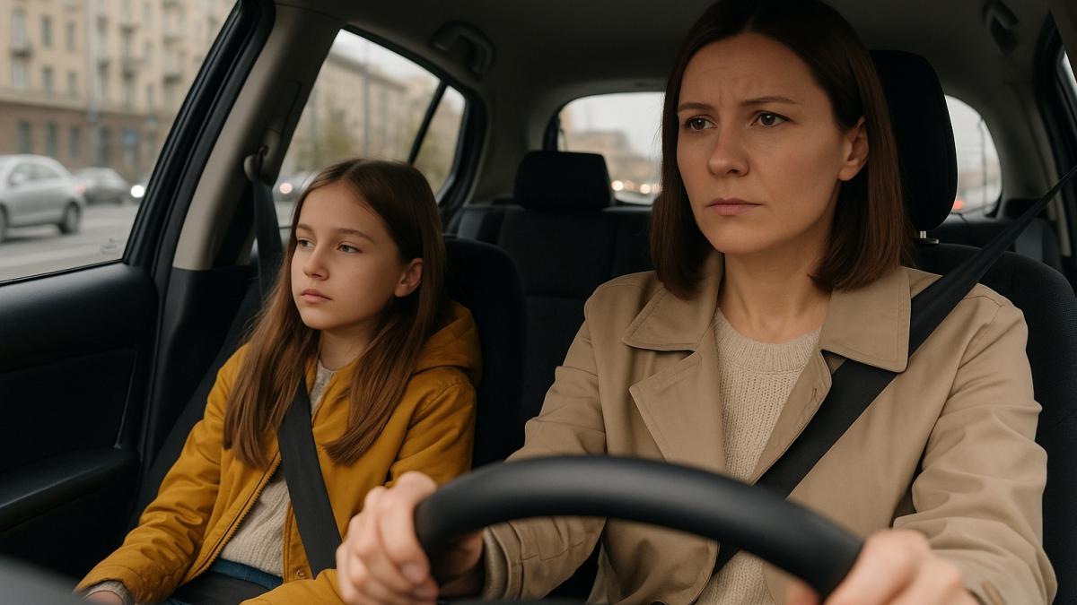 Мама и дочь в машине на Садовом кольце