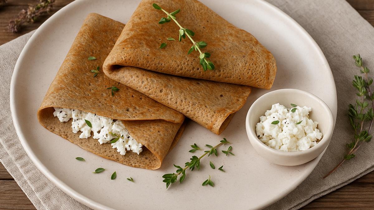 Ржаные блины с сыром и настоем чабреца