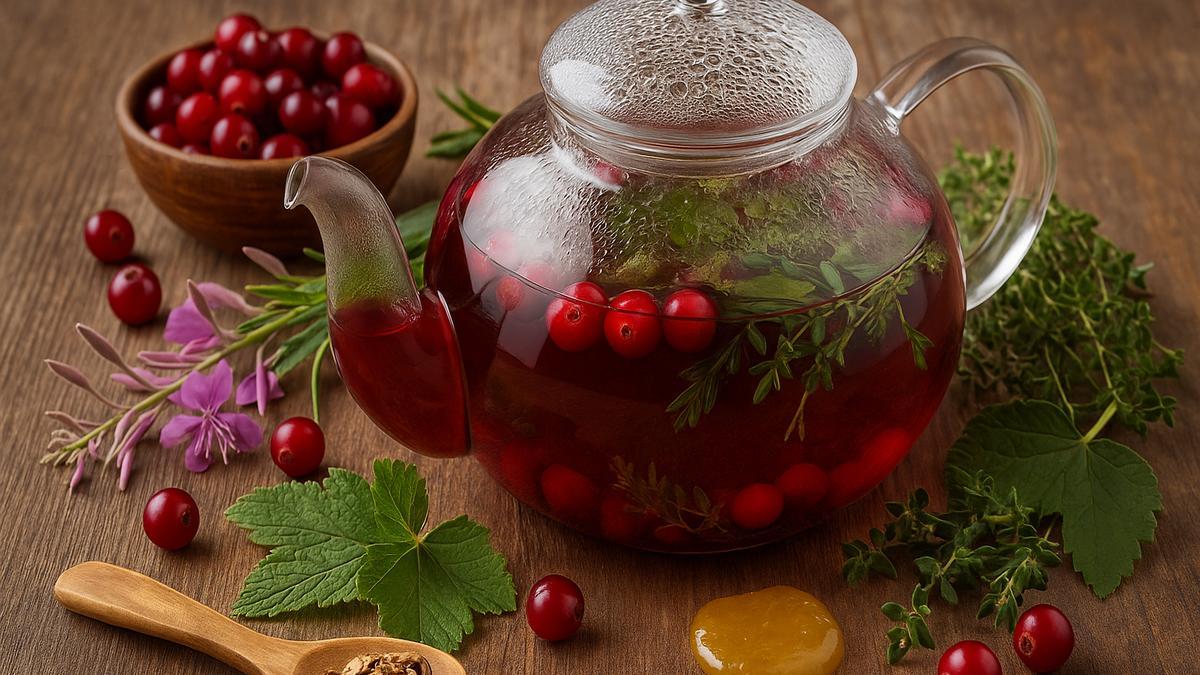 Чай с клюквой и корнем дягиля
