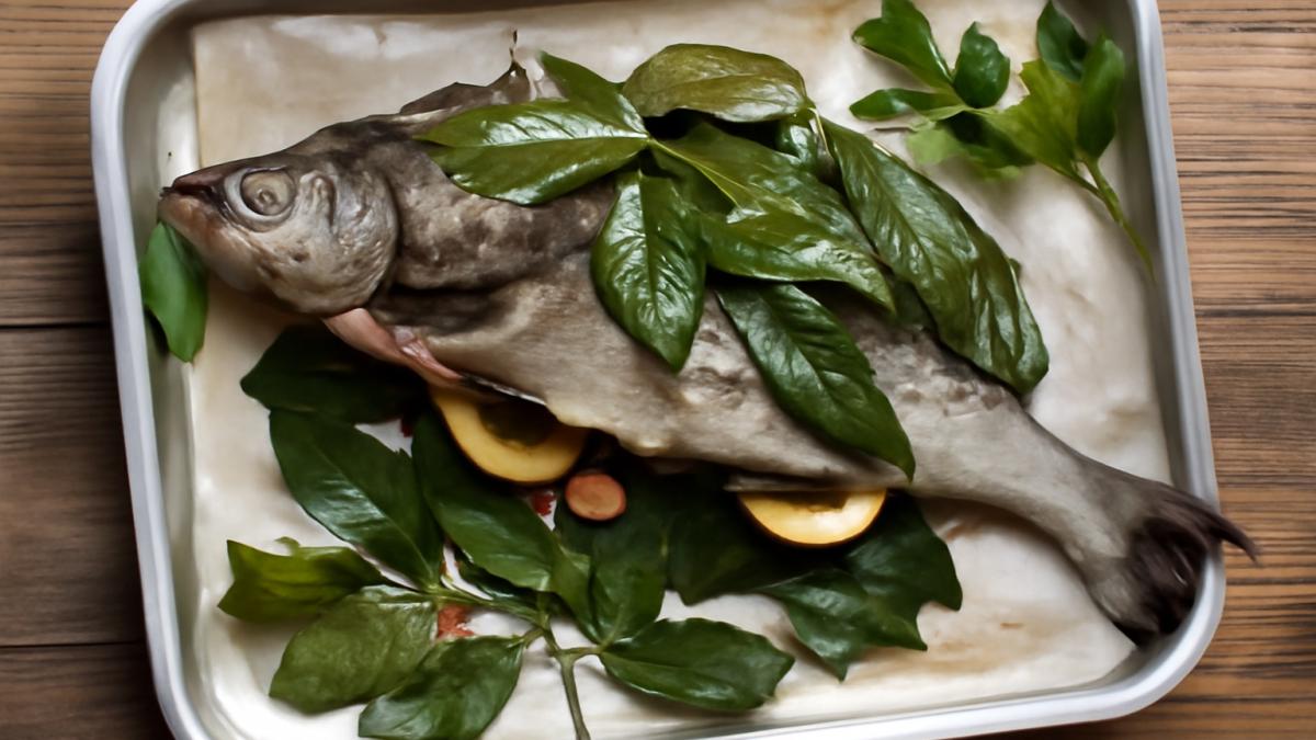 Печёная рыба в листьях черёмухи по-коми