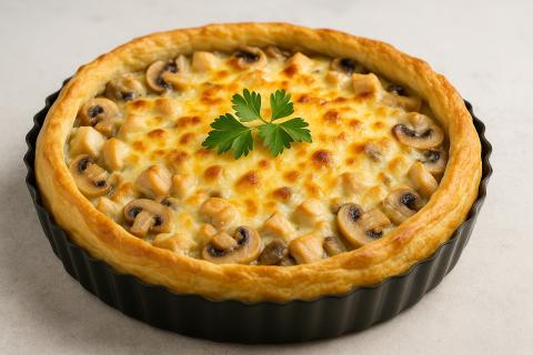 Киш с грибами и сыром приобретает бархатистую текстуру — повар