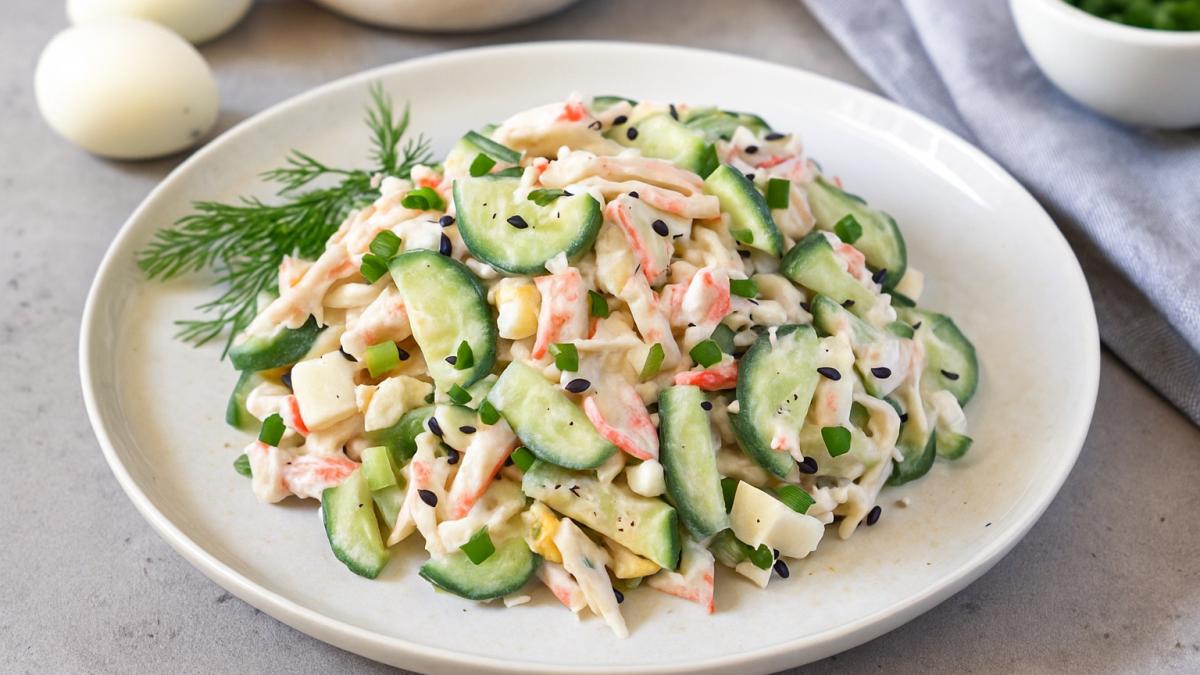 Салат из крабового мяса с огурцом