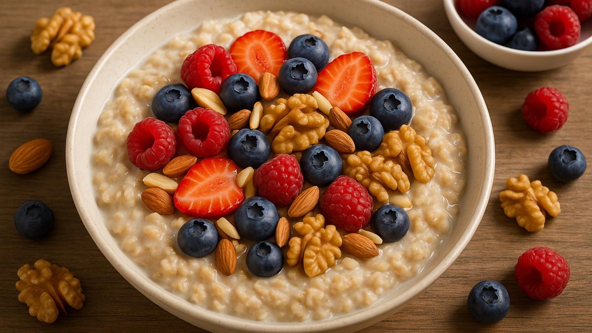 Овсянка с орехами и ягодами Овсянка с орехами и ягодами