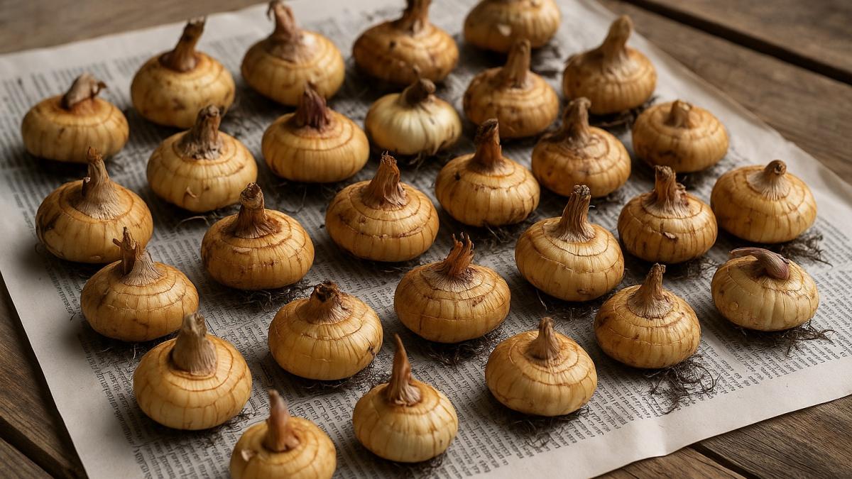 Луковицы гладиолусов на хранении