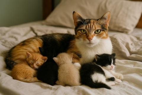 Неопытные кошки игнорируют новорождённых котят — фелинологи